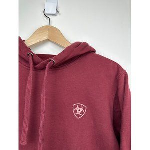 Ariat Hoodie women’s size Medium pull over burgundy hooded long sleeve chest log